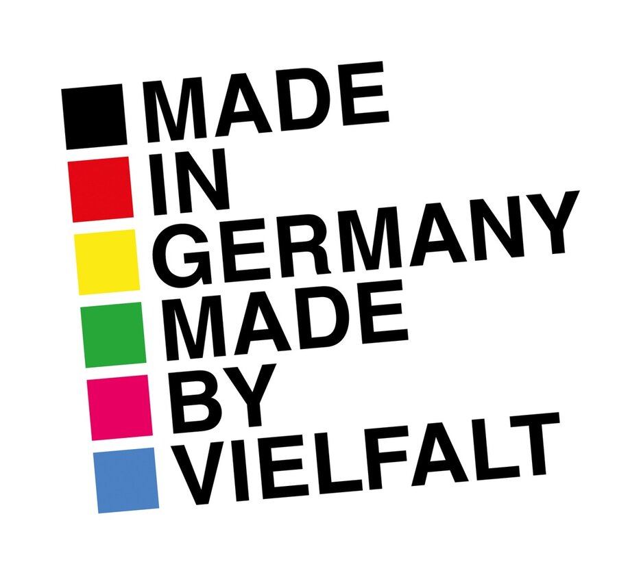 Ein Schriftzug, der lautet: Made in Germany, Made by Vielfalt